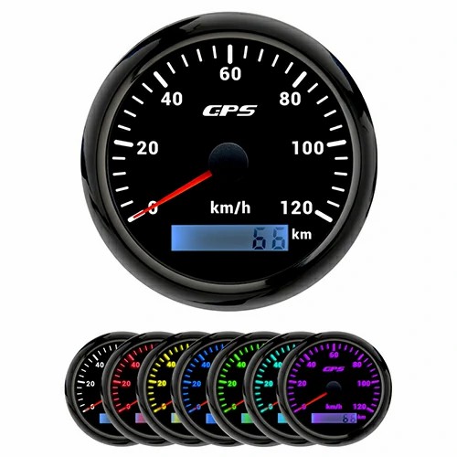 85MM GPS SPEEDOMETER, BLK, WITH 7 COLOURS BLACKLIGHT, RANGE 0-120KMH, Waterproof and anti-fogging, High accuracy, Voltage 12V/24V