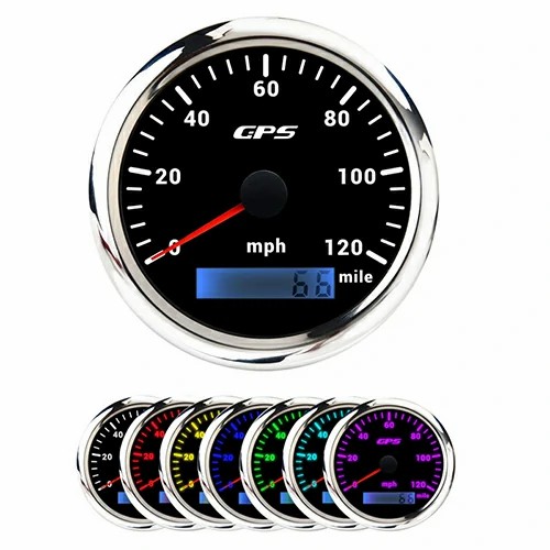 85MM GPS SPEEDOMETER, WHT, WITH 7 COLOURS BLACKLIGHT, RANGE 0-120MILE, MPH, WATERPROOF AND ANTI-FOGGING, HIGH ACCURACY, VOLTAGE 12V/24V