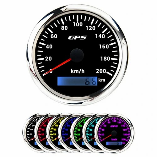 85MM GPS SPEEDOMETER, WHT, WITH 7 COLOURS BLACKLIGHT, RANGE 0-200KMH, WATERPROOF AND ANTI-FOGGING, HIGH ACCURACY, VOLTAGE 12V/24V