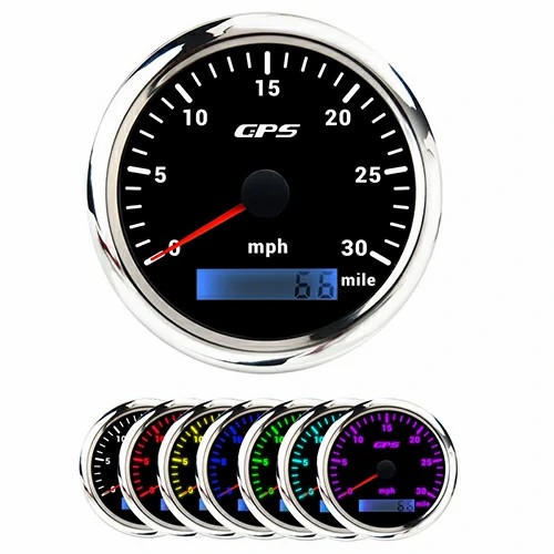85MM GPS SPEEDOMETER, WHT, WITH 7 COLOURS BLACKLIGHT, RANGE 0-30MILE, MPH, WATERPROOF AND ANTI-FOGGING, HIGH ACCURACY, VOLTAGE 12V/24V