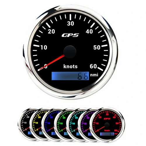 85MM GPS SPEEDOMETER, WHT, WITH 7 COLOURS BLACKLIGHT, RANGE 0-60NMI, KNOTS, WATERPROOF AND ANTI-FOGGING, HIGH ACCURACY, VOLTAGE 12V/24V