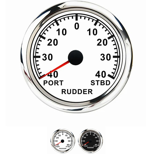 85MM ANALOG WHITE FACEPLATE POINTER 0-190Ω SIGNAL RANGE 40PORT-40STBD RUDDER ANGLE INDICATOR GAUGE