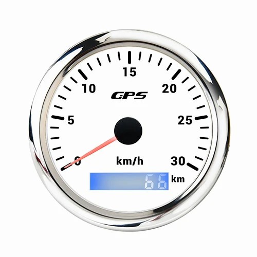 85MM GPS SPEEDOMETER, ALL WHT, WITH 7 COLOURS BLACKLIGHT, RANGE 0-30KMH, WATERPROOF AND ANTI-FOGGING, HIGH ACCURACY, VOLTAGE 12V/24V