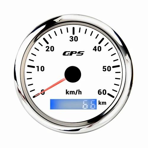 85MM GPS SPEEDOMETER, ALL WHT, WITH 7 COLOURS BLACKLIGHT, RANGE 0-60KMH, WATERPROOF AND ANTI-FOGGING, HIGH ACCURACY, VOLTAGE 12V/24V