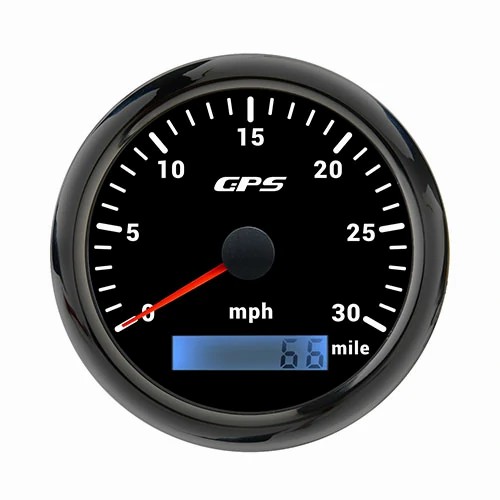 85MM GPS SPEEDOMETER, BLK, WITH 7 COLOURS BLACKLIGHT, RANGE 0-30MILE, MPH, WATERPROOF AND ANTI-FOGGING, HIGH ACCURACY, VOLTAGE 12V/24V