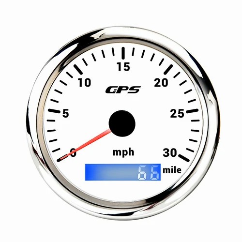 85MM GPS SPEEDOMETER, ALL WHT, WITH 7 COLOURS BLACKLIGHT, RANGE 0-30MILE, MPH, WATERPROOF AND ANTI-FOGGING, HIGH ACCURACY, VOLTAGE 12V/24V