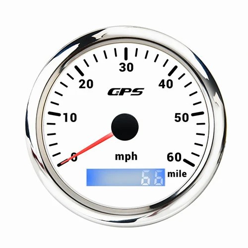 85MM GPS SPEEDOMETER, WHT, WITH 7 COLOURS BLACKLIGHT, RANGE 0-60MILE, MPH, WATERPROOF AND ANTI-FOGGING, HIGH ACCURACY, VOLTAGE 12V/24V
