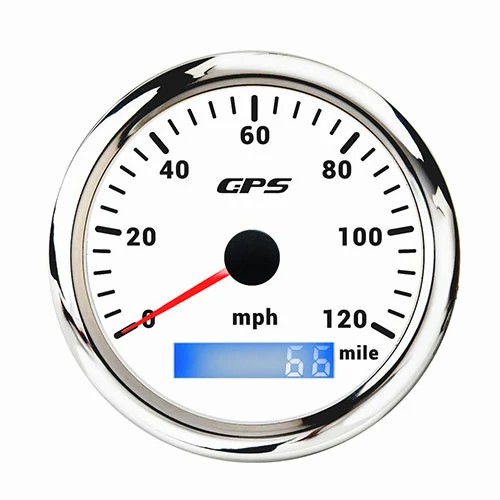 85MM GPS SPEEDOMETER, ALL WHT, WITH 7 COLOURS BLACKLIGHT, RANGE 0-120MILE, MPH, WATERPROOF AND ANTI-FOGGING, HIGH ACCURACY, VOLTAGE 12V/24V