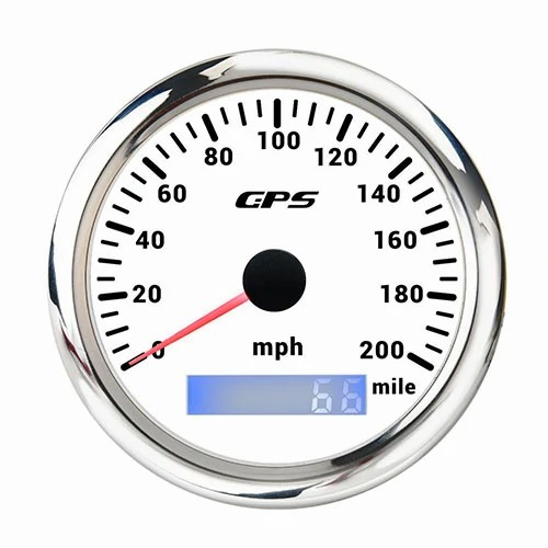 85MM GPS SPEEDOMETER, ALL WHT, WITH 7 COLOURS BLACKLIGHT, RANGE 0-200MILE, MPH, WATERPROOF AND ANTI-FOGGING, HIGH ACCURACY, VOLTAGE 12V/24V