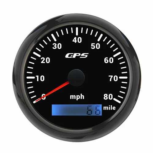 85MM GPS SPEEDOMETER, BLK, WITH 7 COLOURS BLACKLIGHT, RANGE 0-80MILE, MPH, WATERPROOF AND ANTI-FOGGING, HIGH ACCURACY, VOLTAGE 12V/24V