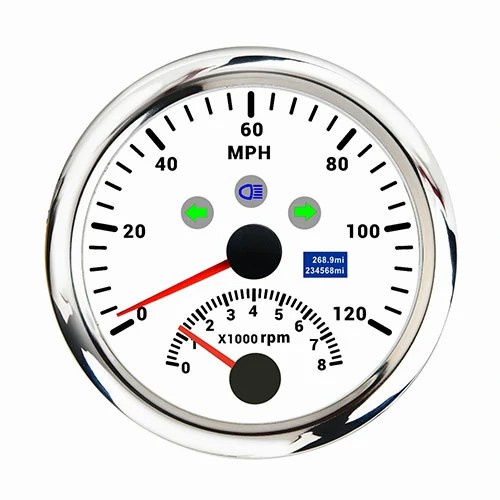85MM TWO IN ONE TACHOMETER AND SPEEDOMETER, ALL WTH, RANGE 0-120MPH, 1-8×1000RPM, ODM, WATERPROOF AND ANTI-FOGGING, HIGH ACCURACY, VOLTAGE 12V/24V