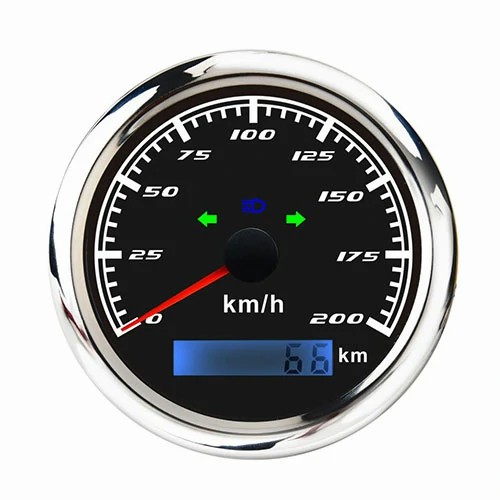 85MM ANALOG BLACK FACEPLATE WHITE LED BACKLIGHT AND LCD DISPLAY 0-200KM/H ADJUSTABLE PULSE SIGNAL SPEEDOMETER GAUGE WITH TURNING LIGHT / ODOMETER