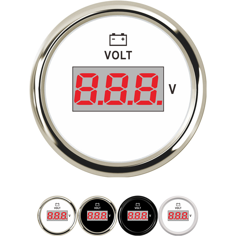 thumbnail image 2 of FIGT-Voltage Gauge, 52MM Boat Voltmeter DC9 To 32V ABS Pointer Voltage Gauge With Colorful Backlight For RVs Yachts Fishing Boats Ships(White-Silver)[0514 2 of 10
