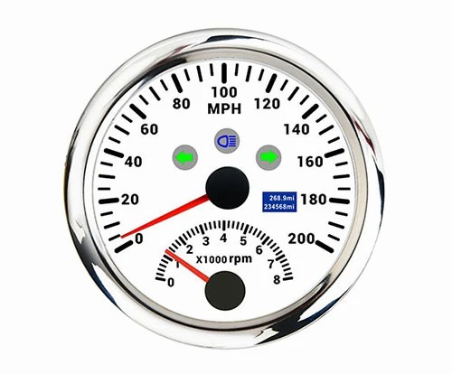 85MM TWO IN ONE TACHOMETER AND SPEEDOMETER, ALL WTH, RANGE 0-200MPH, 1-8×1000RPM, ODM, WATERPROOF AND ANTI-FOGGING, HIGH ACCURACY, VOLTAGE 12V/24V