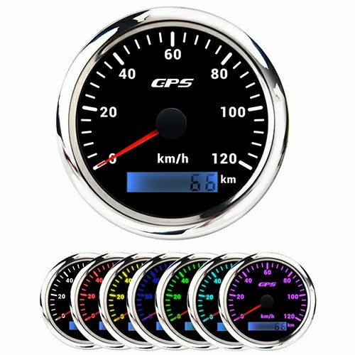 85MM GPS SPEEDOMETER, WHT, WITH 7 COLOURS BLACKLIGHT, RANGE 0-120KMH, WATERPROOF AND ANTI-FOGGING, HIGH ACCURACY, VOLTAGE 12V/24V