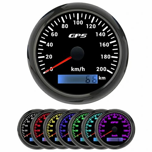 85MM GPS SPEEDOMETER, BLK, WITH 7 COLOURS BLACKLIGHT, RANGE 0-200KMH, WATERPROOF AND ANTI-FOGGING, HIGH ACCURACY, VOLTAGE 12V/24V