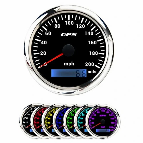 85MM GPS SPEEDOMETER, WHT, WITH 7 COLOURS BLACKLIGHT, RANGE 0-200MILE, MPH, WATERPROOF AND ANTI-FOGGING, HIGH ACCURACY, VOLTAGE 12V/24V