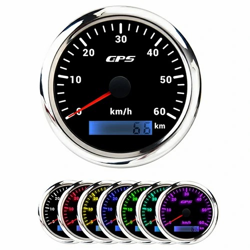 85MM GPS SPEEDOMETER, WHT, WITH 7 COLOURS BLACKLIGHT, RANGE 0-60KMH, WATERPROOF AND ANTI-FOGGING, HIGH ACCURACY, VOLTAGE 12V/24V