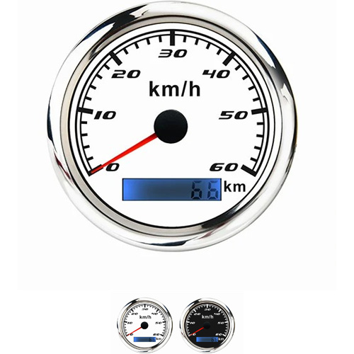 85MM WHITE FACEPLATE 60KM/H NEEDLE GPS / PULSE SIGNAL UNIVERSAL 9-30VDC SPEEDOMETER WITH ODOMETER LED BACKLIGHT