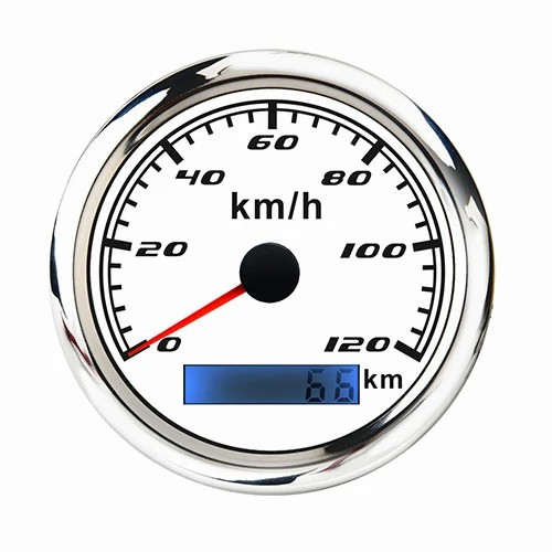 85MM WHITE FACEPLATE 120KM/H NEEDLE GPS / PULSE SIGNAL UNIVERSAL 9-30VDC SPEEDOMETER WITH ODOMETER LED BACKLIGHT