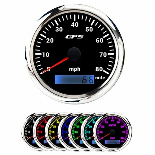 85MM GPS SPEEDOMETER, WHT, WITH 7 COLOURS BLACKLIGHT, RANGE 0-80MILE, MPH, WATERPROOF AND ANTI-FOGGING, HIGH ACCURACY, VOLTAGE 12V/24V
