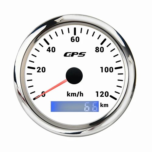 85MM GPS SPEEDOMETER, ALL WHT, WITH 7 COLOURS BLACKLIGHT, RANGE 0-120KMH, WATERPROOF AND ANTI-FOGGING, HIGH ACCURACY, VOLTAGE 12V/24V