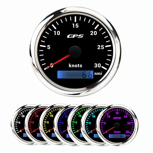 85MM GPS SPEEDOMETER, WHT, WITH 7 COLOURS BLACKLIGHT, RANGE 0-30NMI，KNOTS, WATERPROOF AND ANTI-FOGGING, HIGH ACCURACY, VOLTAGE 12V/24V