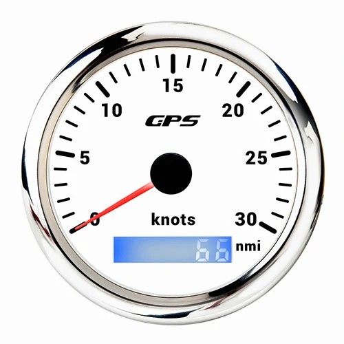 85MM GPS SPEEDOMETER, ALL WHT, WITH 7 COLOURS BLACKLIGHT, RANGE 0-30NMI, KNOTS, WATERPROOF AND ANTI-FOGGING, HIGH ACCURACY, VOLTAGE 12V/24V