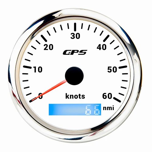 85MM GPS SPEEDOMETER, ALL WHT, WITH 7 COLOURS BLACKLIGHT,RANGE 0-60NMI, KNOTS, WATERPROOF AND ANTI-FOGGING, HIGH ACCURACY, VOLTAGE 12V/24V