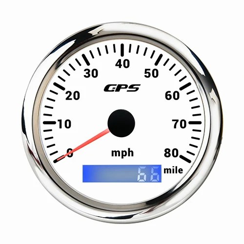 85MM GPS SPEEDOMETER, ALL WHT, WITH 7 COLOURS BLACKLIGHT, RANGE 0-80MILE, MPH, WATERPROOF AND ANTI-FOGGING, HIGH ACCURACY, VOLTAGE 12V/24V