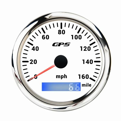 85MM GPS SPEEDOMETER, ALL WHT, WITH 7 COLOURS BLACKLIGHT, RANGE 0-160MILE, MPH, WATERPROOF AND ANTI-FOGGING, HIGH ACCURACY, VOLTAGE 12V/24V
