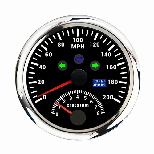 85MM TWO IN ONE TACHOMETER AND SPEEDOMETER, WTH, RANGE 0-200MPH, 1-8×1000RPM, ODM, WATERPROOF AND ANTI-FOGGING, HIGH ACCURACY, VOLTAGE 12V/24V