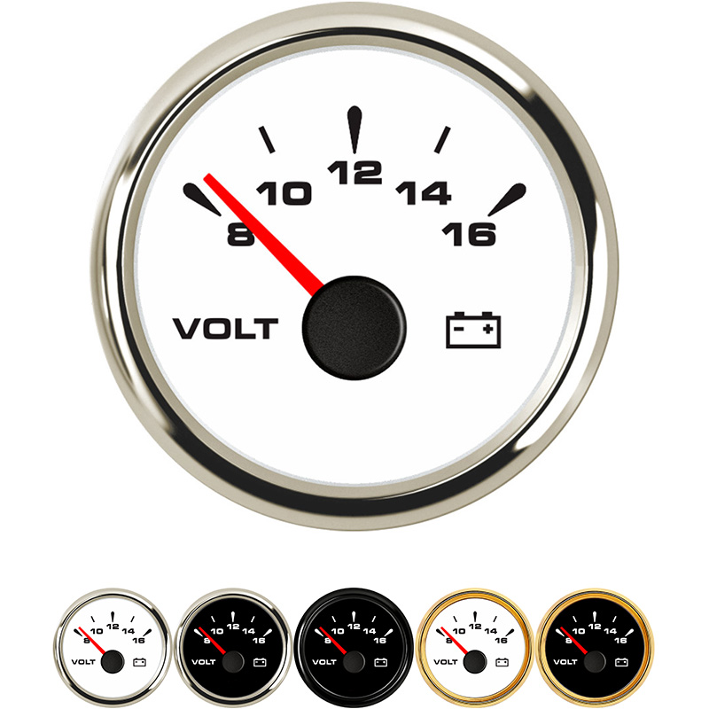 strumento di modifica del voltmetro per auto con schermo a LED a colori nero singolo Qiilu 52mm/2in Voltmeter Dashboard Meter 